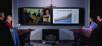 Sala de reuniones con sistema de videoconferencia Polycom